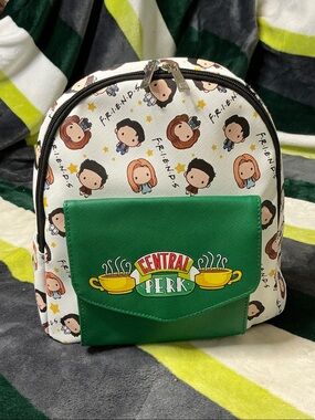 Warner's Green and White Kids Mini Backpack with Central Perk Graphic